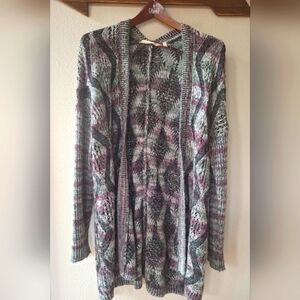 Soft Surroundings Tortuga Longline Knit Open Cardigan Purple Multi  Size S/M